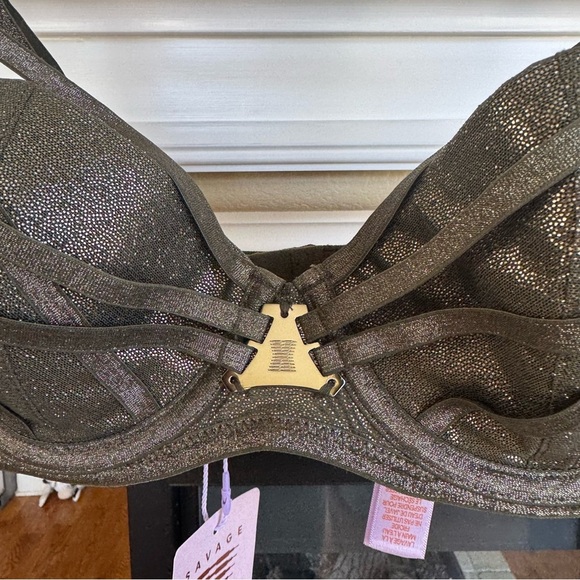 NWT Savage X Fenty Going Platinum Mesh Caged Demi Bra - Picture 3 of 7